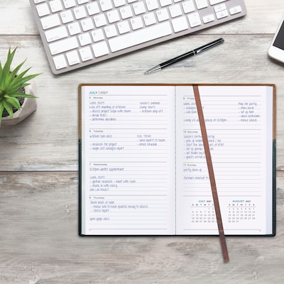 2026-2027 Excello Brands 5 x 8 Weekly & Monthly Planner, Paperboard Cover, Black/Brown (RRY27-PKT58-BN)