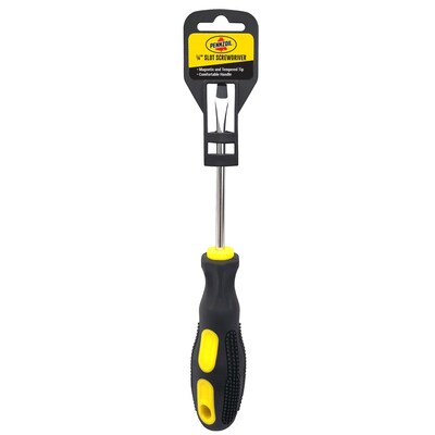 Pennzoil 4 Flat Screwdriver, Size #2, Black & Yellow, 12/Pack, 6 Packs/Carton (14721)