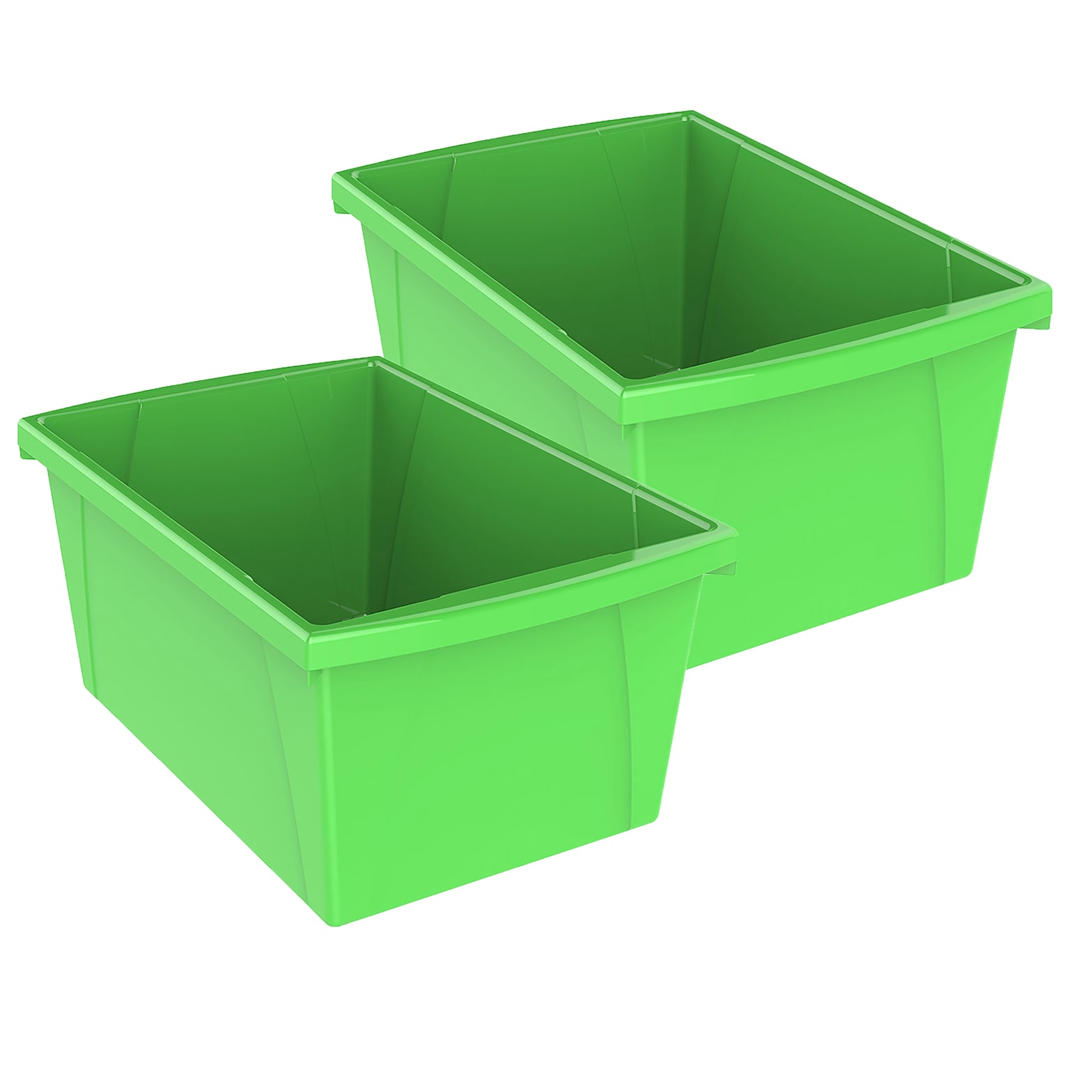 Storex Plastic Medium Classroom Storage Bin, 16.75x 11.87x 8.28, Green, Pack of 2 (STX61485U06C-2)