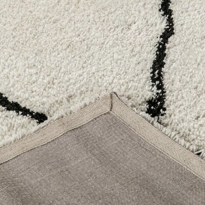 Flash Furniture Roxy Collection Polyester 89" x 62" Rectangular Handmade Rug, Ivory/Black (RCKJ1810700157)