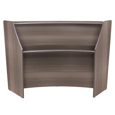 Regency Marque 72"W Curved Reception Desk Workstation, Driftwood Gray (77290GY)