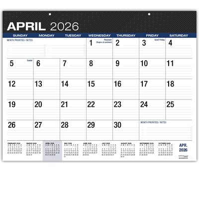 2026-2027 Excello Brands Large Print 22 x 17 Academic Monthly Desk Pad Calendar, Black (DP-AY26-2217-BK)