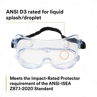 3M Safety Splash Goggle 334, Clear Lens (40660)
