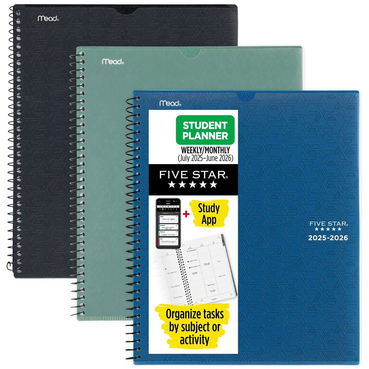 2025-2026 Five Star Five Star Customizable 8.5 x 11 Academic Year Weekly & Monthly Planner, Plastic Cover, Assorted Colors