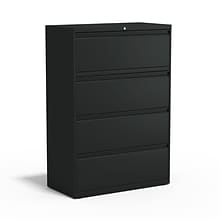 Quill Brand® Commercial 4 File Drawer Lateral File Cabinet, Locking, Black, Letter/Legal, 36W (2005