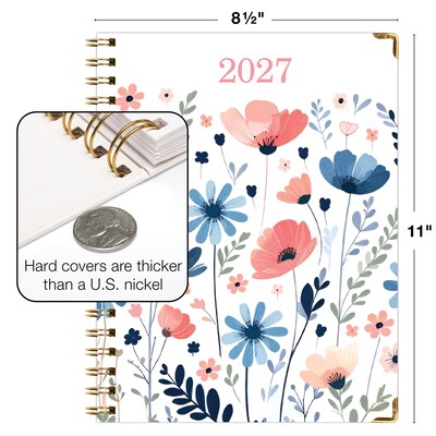 2027 Excello Brands 9" x 11" Weekly & Monthly Standard Planner, Paperboard Cover, Colorful Botanicals (FSHN-CY27-8511-30)