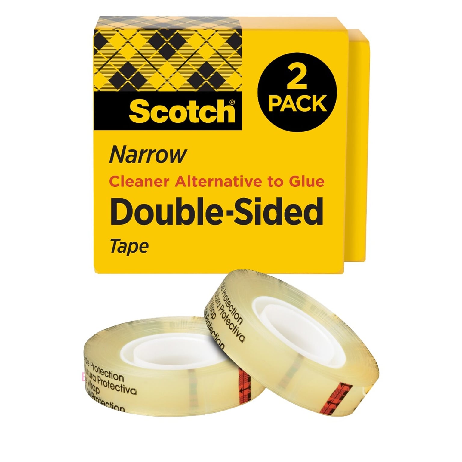 Scotch Permanent Double Sided Tape Refill, 0.5 x 25 yds., 1 Core, Clear, 2/Pack (665-2PK)