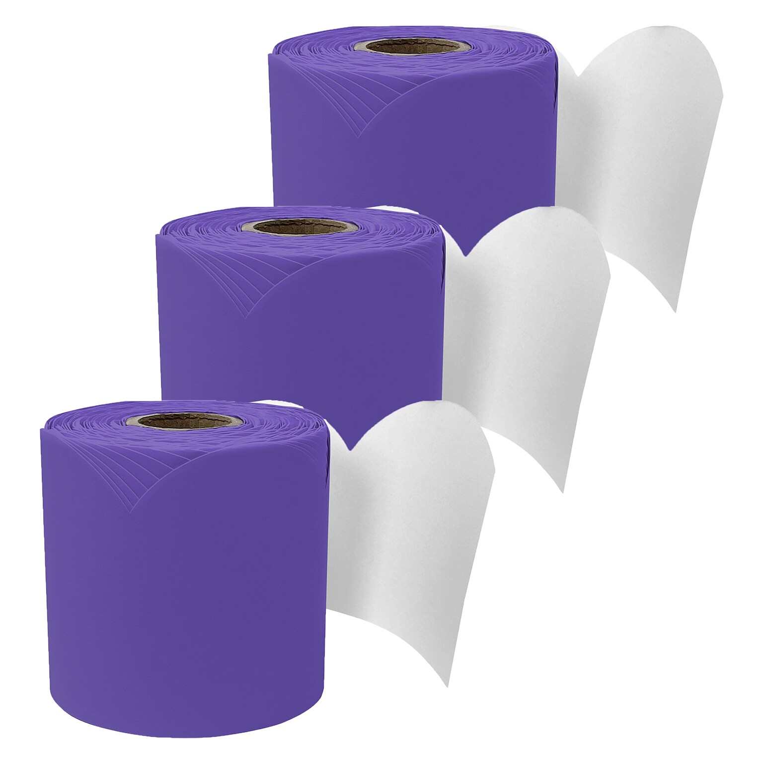 Carson Dellosa Education Rolled Scalloped Bulletin Board Border, 3 x 65, Deep Purple, 3/Bundle (CD-108537-3)