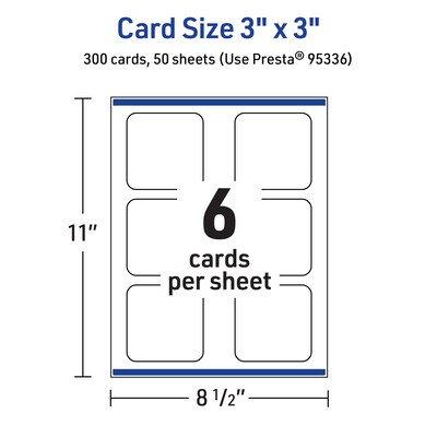 Avery Integrated Cards, 3" x 3", Glossy White, 300/Box (95336)
