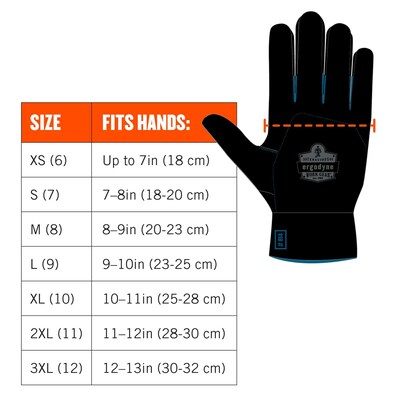 Ergodyne ProFlex 7401 Winter Work Gloves, Fleece Lined, Latex Coated Palm, Orange, XL, 144 Pairs (17895)