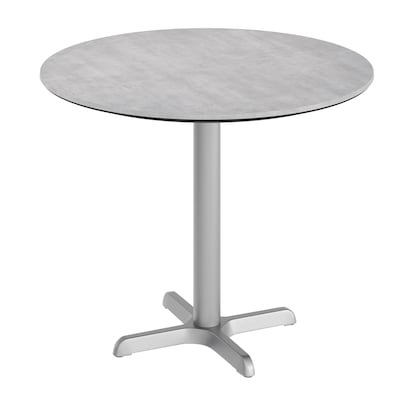 Flash Furniture Acadia 31.25 Round Wooden Dining Table with X-Base, Gray Faux Concrete/Silver Base (STRD31CGT2222S)