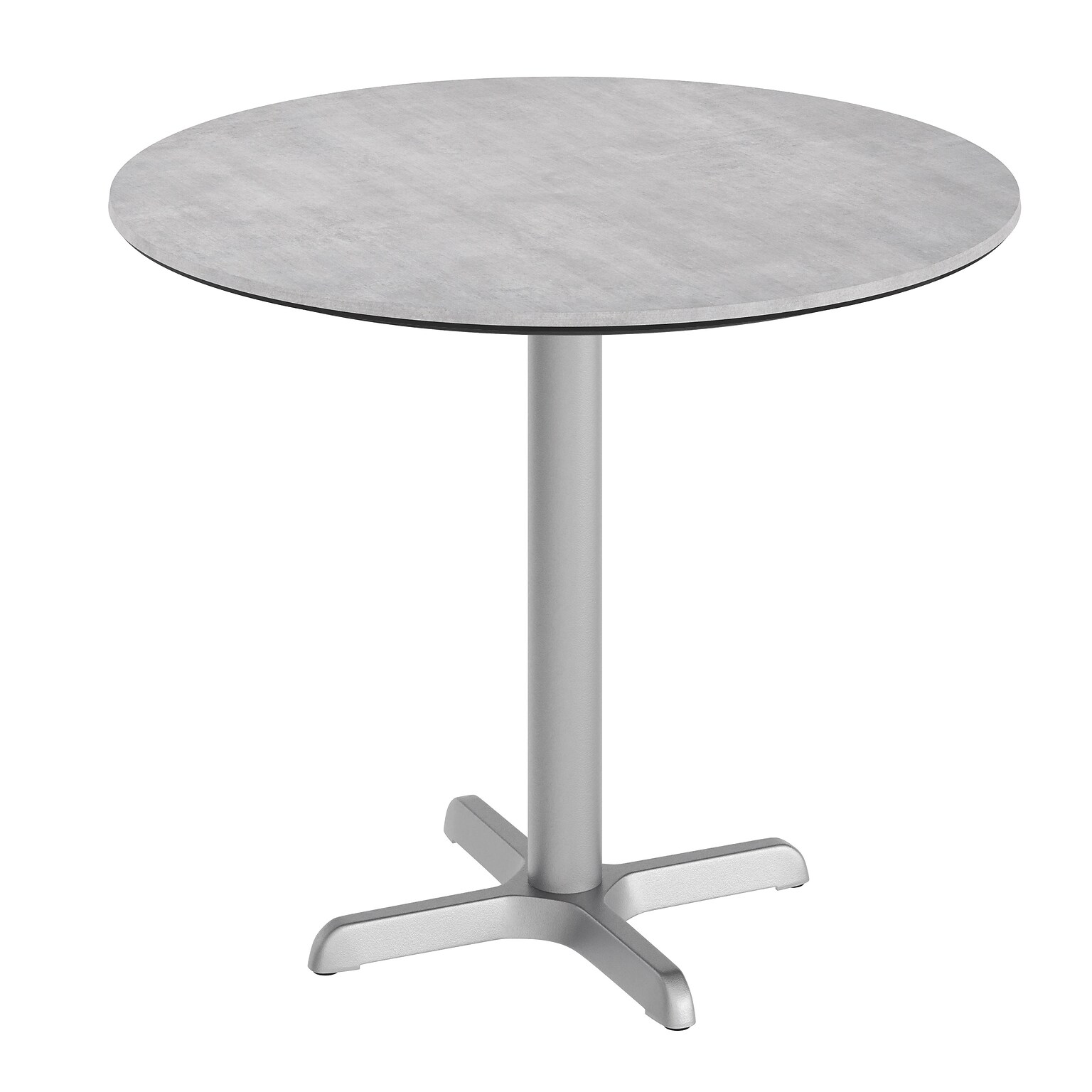 Flash Furniture Acadia 31.25 Round Wooden Dining Table with X-Base, Gray Faux Concrete/Silver Base (STRD31CGT2222S)