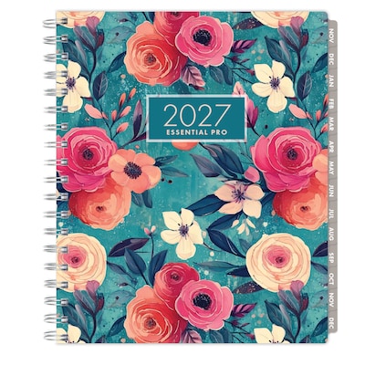 2027 Excello Brands Essential Pro 7" x 9" Weekly & Monthly Planner, Teal Floral (ESPRO-CY27-79-17)