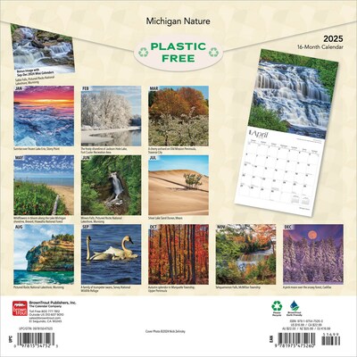 2025 BrownTrout Michigan Nature 12 x 12 Monthly Square Wall Calendar (9781975475260)