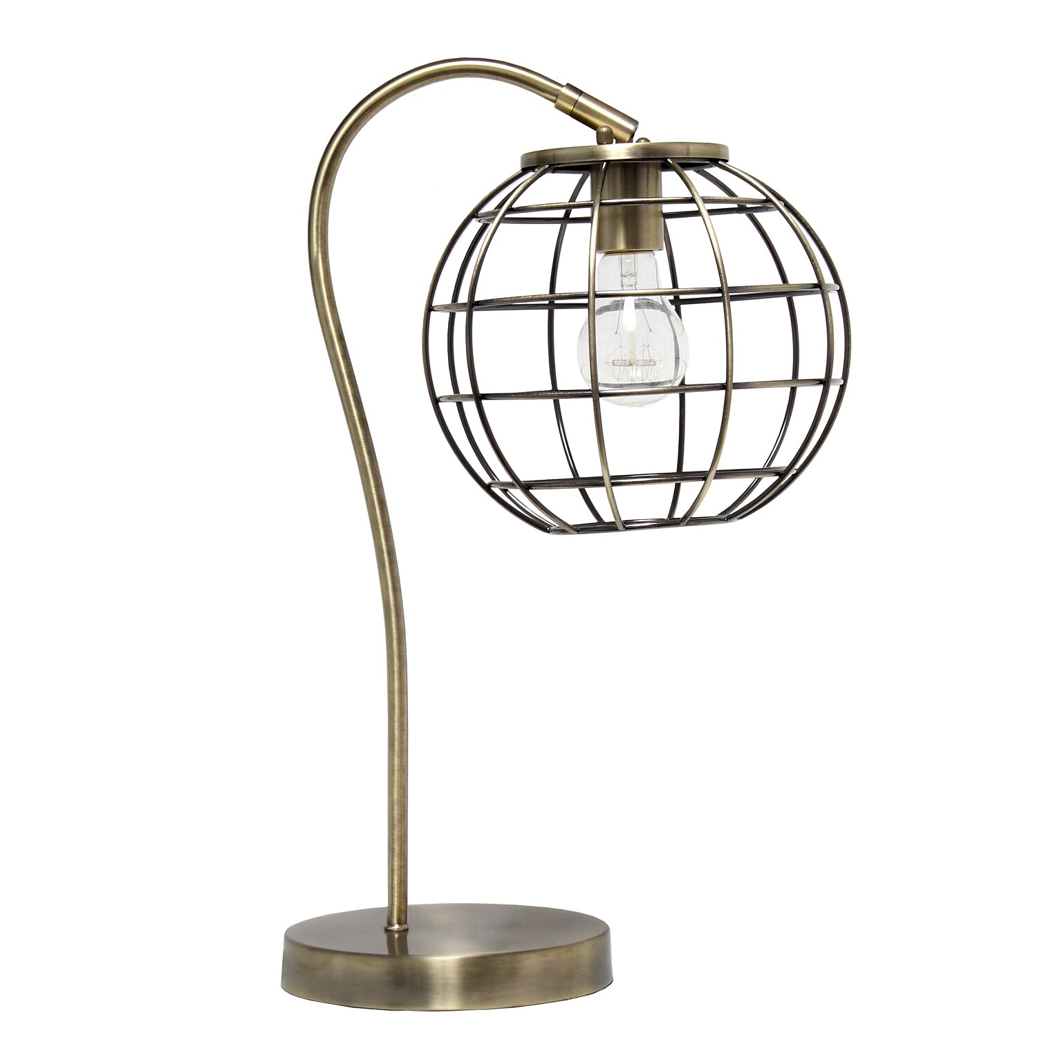 Lalia Home Studio Loft Arched Metal Cage 20 LED Table Lamp, Antique Brass (LHT-5061-AB)