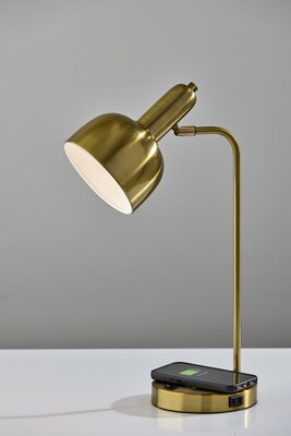 Adesso Rico Supercharger Incandescent Desk Lamp, 19"H, Antique Brass (2609-21)