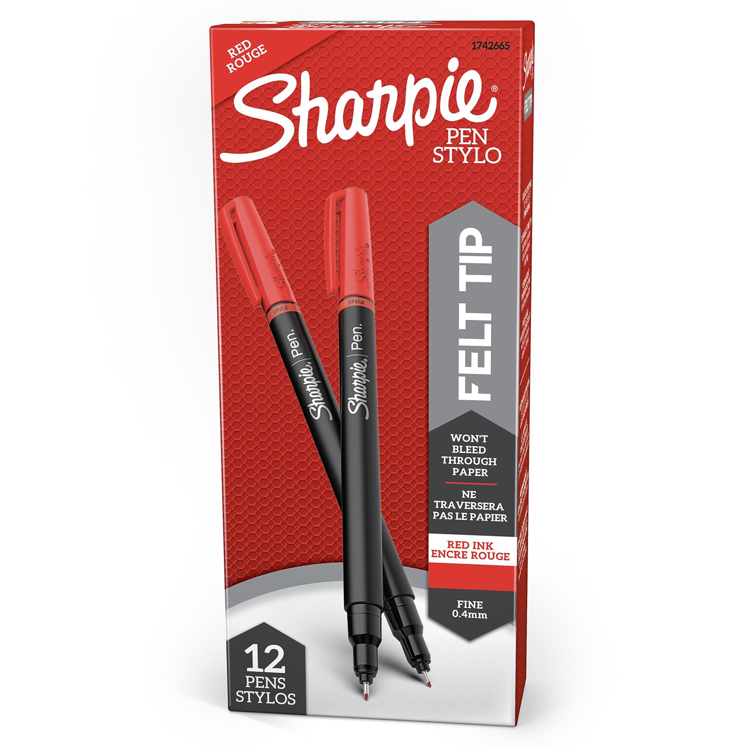 Sharpie Felt Pen, Fine Point, Red Ink, Dozen (1742665)
