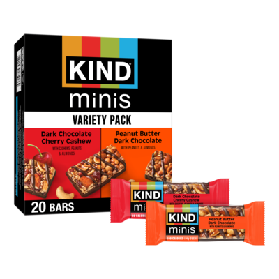 KIND Minis Gluten Free Mixed Flavors Granola Bars, 0.7 oz., 20 Bars/Box (PHW43012)