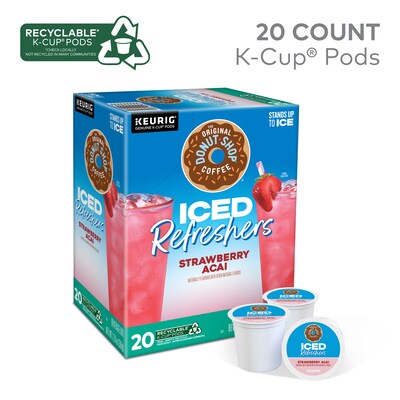 The Original Donut Shop Iced Refreshers Strawberry Acai, Keurig® K-Cup® Pods, 20/Box (5000379382)