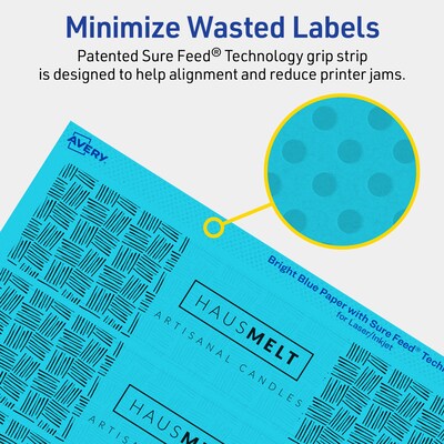 Avery Printable Rectangle Multipurpose Labels, 1.75" x 7.75", Bright Blue, 200/Pack (94232)