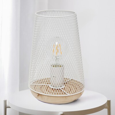 Creekwood Home Industrial Mesh 9" LED Table Lamp, White (CWT-1004-WH)