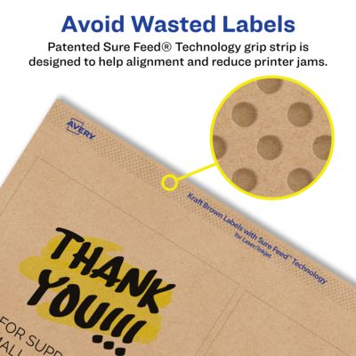 Avery Laser/Inkjet Multipurpose Labels, 4" x ", Kraft Brown, 60/Pack (94100)