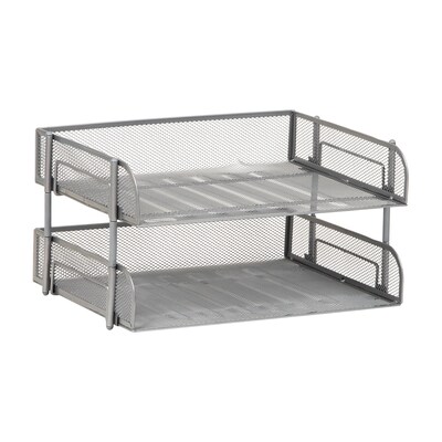 Mind Reader Metal Side Loading Stackable Letter Tray, Letter Size, Silver (ESTACK2-SIL)