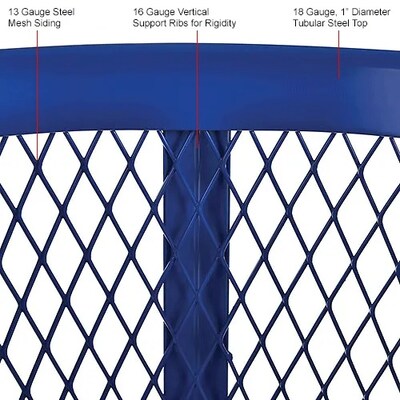 Global Industrial Outdoor Steel Mesh Corrosion-Resistant Trash Can, 48 Gallon, Blue (237634BL)