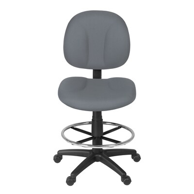 Regency Comfort Series Armless Fabric Drafting Chair with Footrest and Lumbar Support, Grey (105-DK-GY)