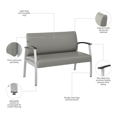 Bush Business Furniture Arrive Vinyl Waiting Room Loveseat, Light Gray (CH3903GVL-03)