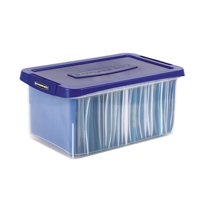 Bankers Box Heavy-Duty Latch Lid Plastic File Box, Letter Size, Blue/Clear, Each (86101)