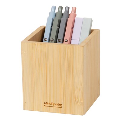Mind Reader Wood Pen Cup Holder, Brown (BMPEN-BRN)