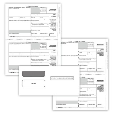 ComplyRight 2026 1099-NEC Tax Form Envelopes/Recipient Copy Only, 2-Part, 3-Up, Copy B, C/2, 50/Pack (NEC6113E)
