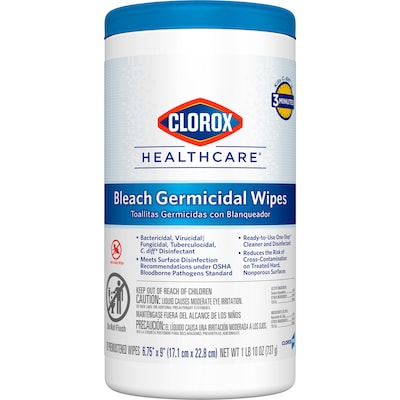 Clorox Healthcare Bleach Germicidal Wipes, 70 Count Canister (35309)