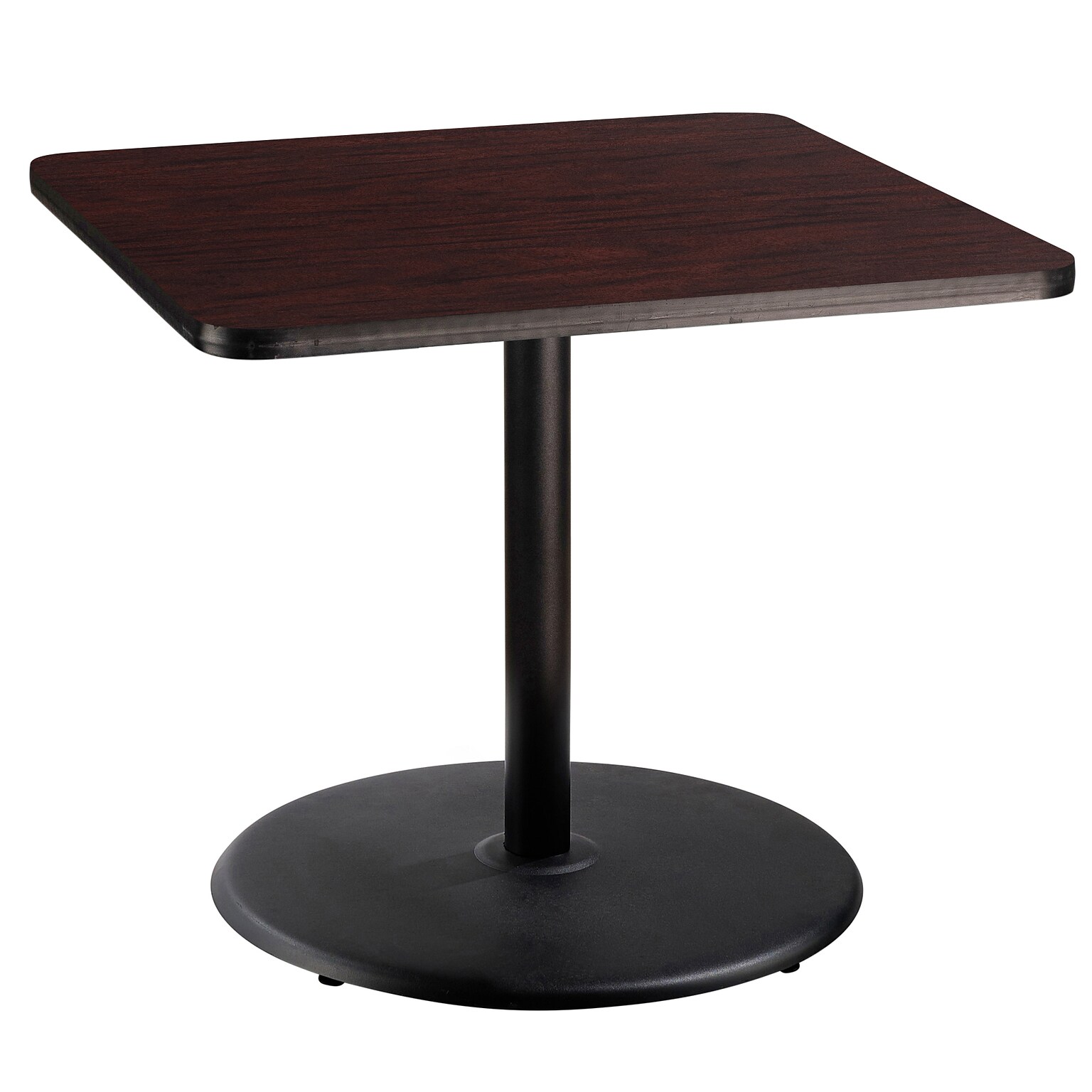 NPS CT Series 36 Square 30 Height Cafe Table, Round Base, Black Frame/Mahogany Top (CT33636RDPBTMMY)