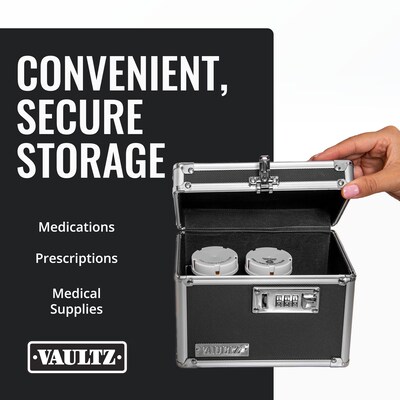 Vaultz Storage Container w/ Combination Lock, Plastic, Black (VZ00266-CAM)