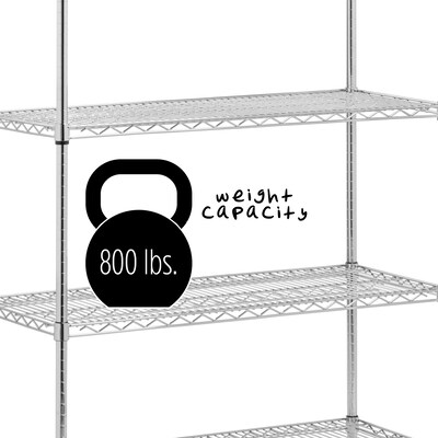 Honey-Can-Do 5-Tier Heavy-Duty Adjustable Shelving Unit with 800-lb Shelf Capacity, 18"W, Chrome (SHF-01441)