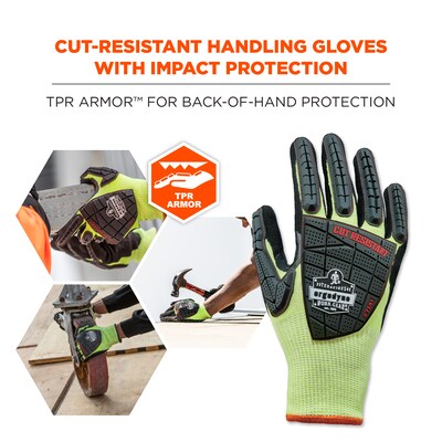 Ergodyne ProFlex 7141 Hi-Vis Nitrile Coated Cut-Resistant Gloves, ANSI A4, Lime, Large, 12 Pair (17834)
