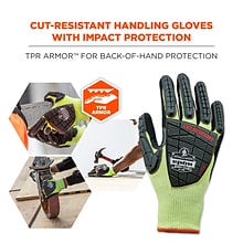 Ergodyne ProFlex 7141 Hi-Vis Nitrile Coated Cut-Resistant Gloves, ANSI A4, Lime, Large, 12 Pair (178