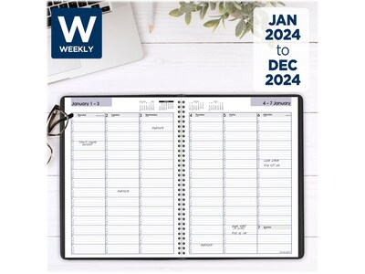 2024 AT-A-GLANCE DayMinder 8" x 11" Weekly Appointment Book, Black (G520-00-24)