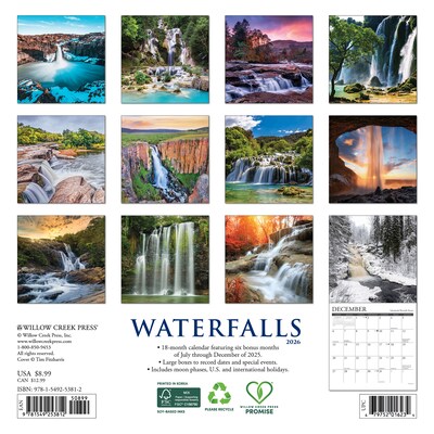 2026 Willow Creek Waterfalls 7 x 7 Monthly Wall Calendar (53812)