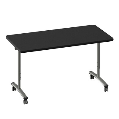 Correll 60W x 30D Adjustable Foldable Rectangular Training Room Table, Laminate, With Wheels, Black Granite (FTS3060TF071409)