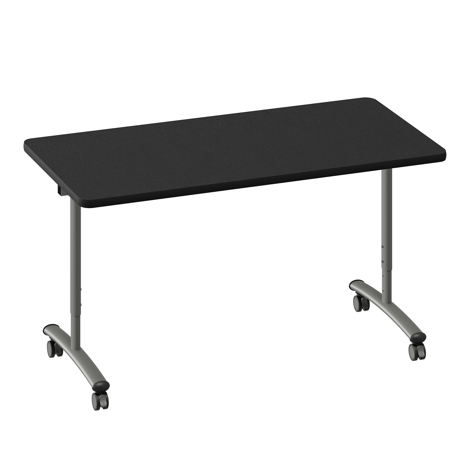 Correll 60W x 30D Adjustable Foldable Rectangular Training Room Table, Laminate, With Wheels, Black Granite (FTS3060TF071409)