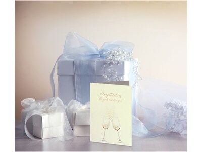 Better Office Wedding Card with Envelope, 7" x 5", Ivory/Gold (64635-1PK)