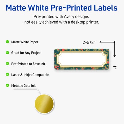 Avery Rectangle Multipurpose Labels, 1 x 2-5/8, White, 160/Pack (19479370492)
