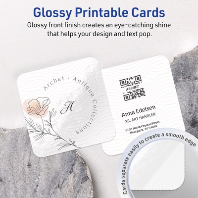 Avery Integrated Cards, 2 x 2, Glossy White, 300/Pack (95292)