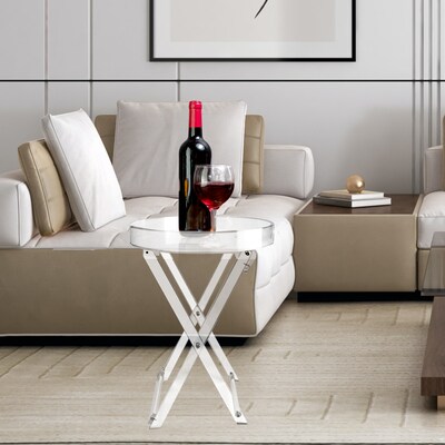 Designstyles Luxuriuos Round Acrylic Folding Tray Table, Clear (DST-FTT)