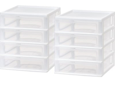 Iris 4-Drawer Desktop Unit, White/Clear, 2/Pack (587013)