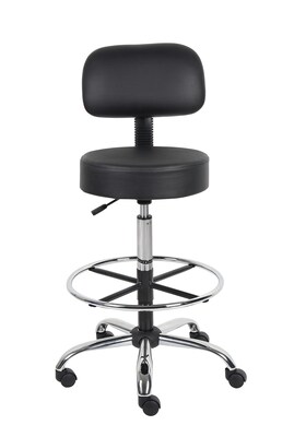 Boss CareSoft Medical/Drafting Stool with Back Cushion; Black