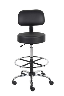 Boss® CareSoft Medical/Drafting Stool with Back Cushion; Black